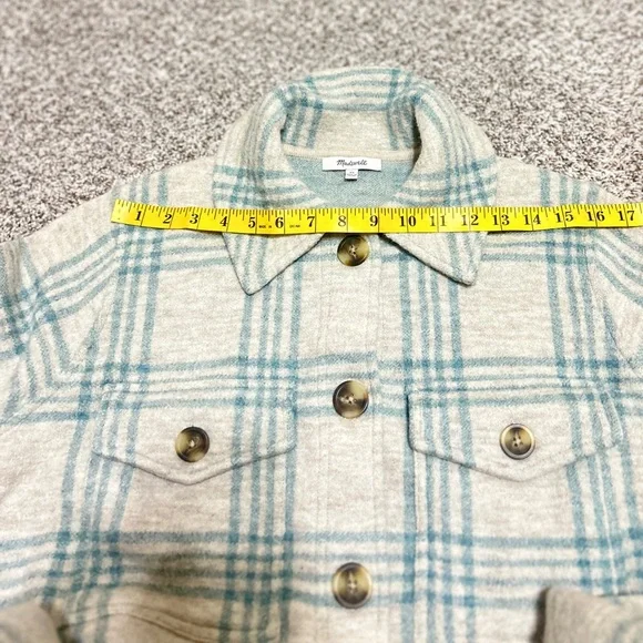 Madewell Boiled Wool Shirt-Jacket Plaid 100% Wool Over Size Shacket Size XS - Picture 7 of 11